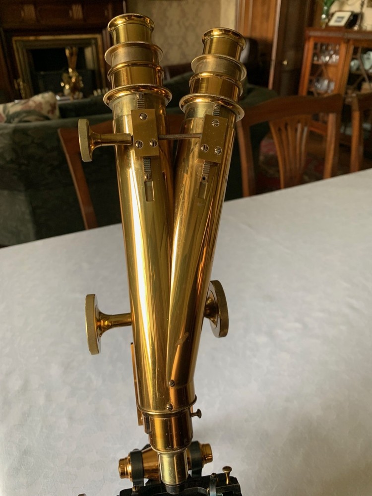 Antique W. Watson & Sons "Royal" Mono/Binocular Brass Microscope - c1901, Cased