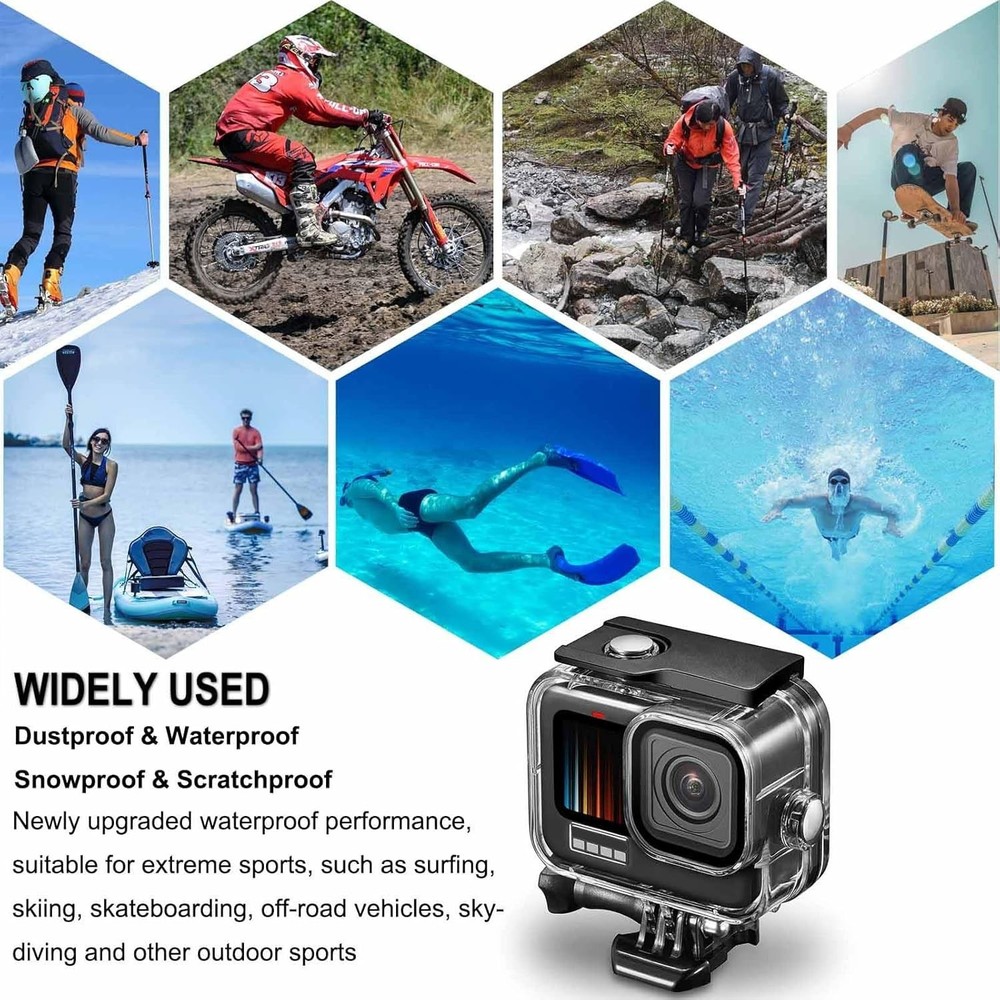GoPro Hero Waterproof Case - 60M Diving Shell with Floating Grip Accessory Kit