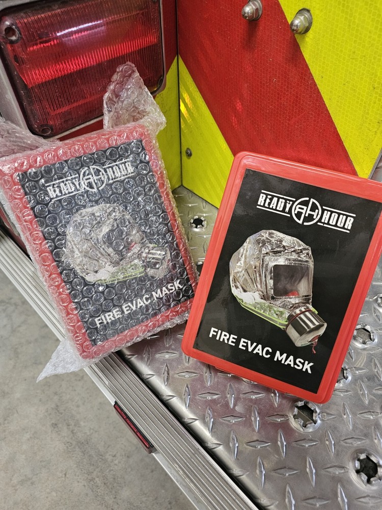 Ready Hour Fire EVAC Smoke Filter Escape Hood Oxygen Mask .