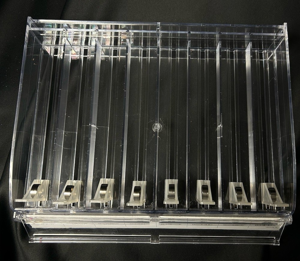 Pusher Style Retail Merchandise Display Tray 8 Slots Spring Retractable Plastic