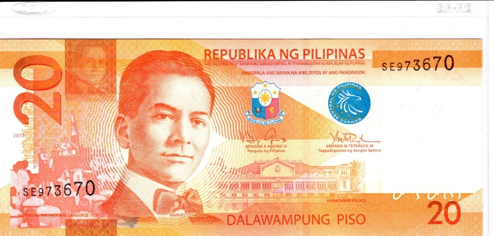 Philippines 20 Piso 2013 P 206 UNC SE973670