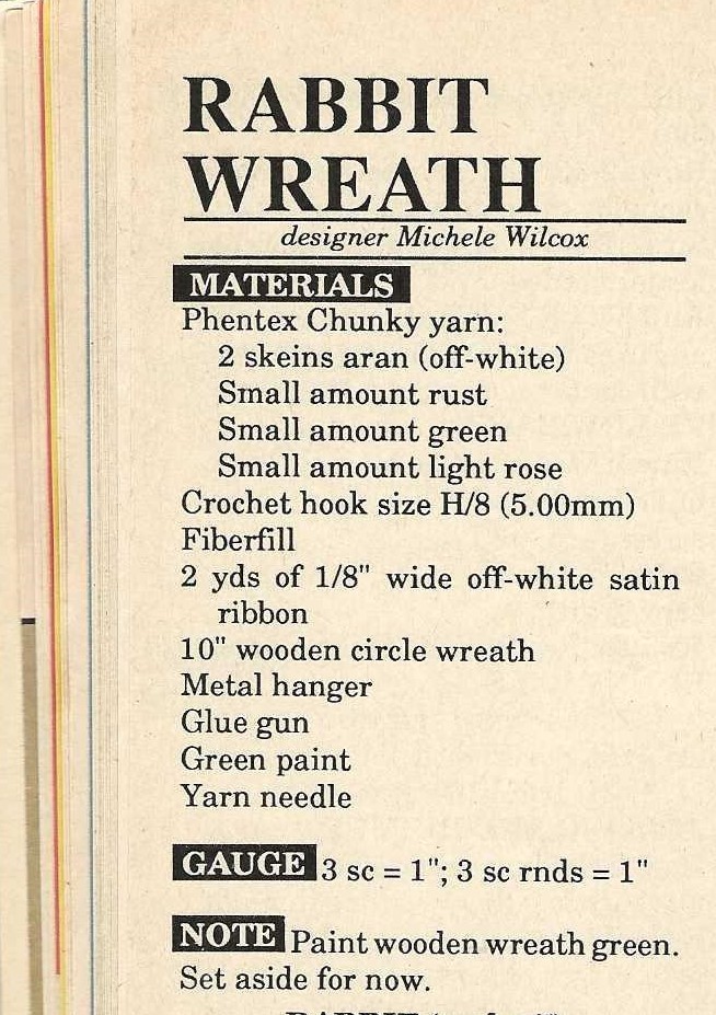 Rabbit Wreath (#348-32C) vintage crochet pattern