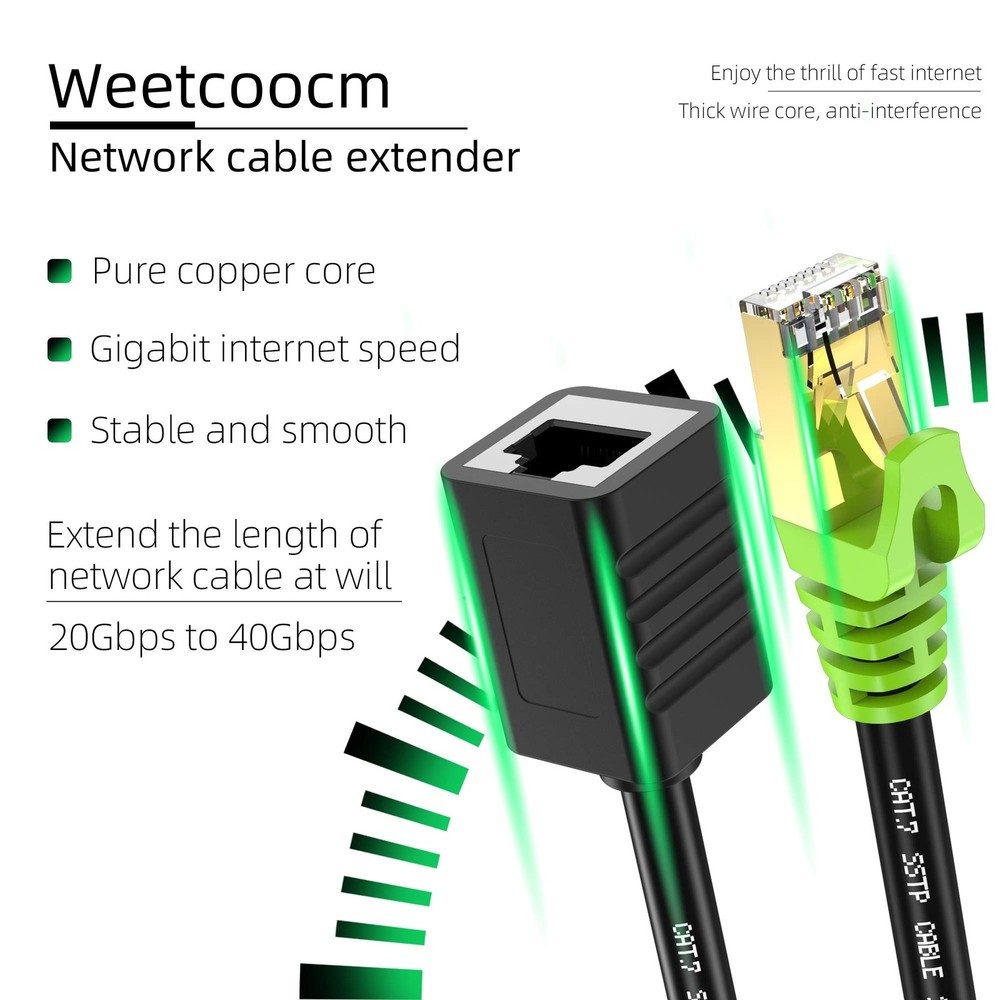 Weetcoocm Ethernet Extension Cable 20ft, Network Cat6a Patch 20FT