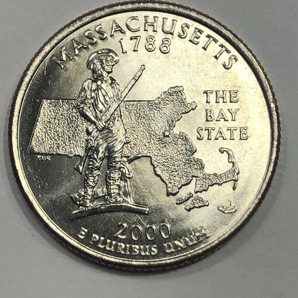 2000 D -  Massachusetts  Statehood Quarter Dollar Coin