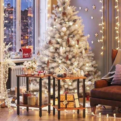 End Table, 2 Piece Set, Side Table, Nightstand, 2 Storage Shelves