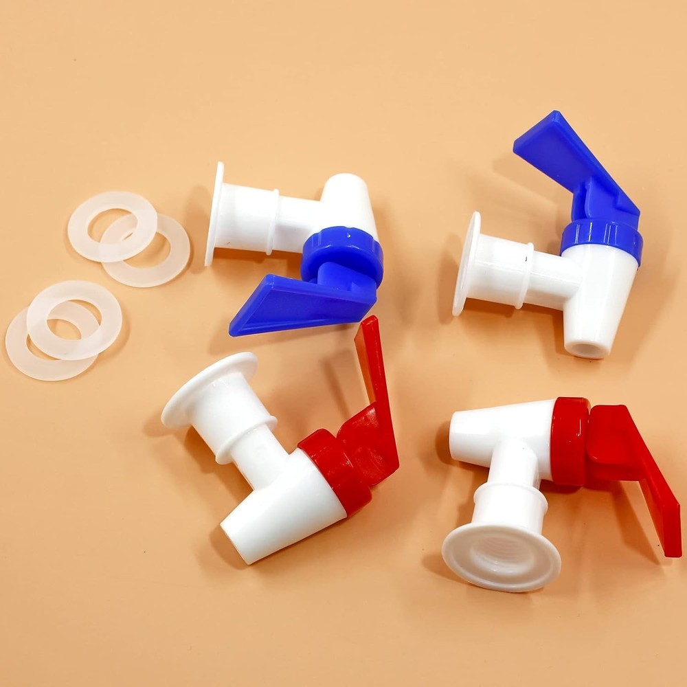 4Pcs Replacement Cooler Faucet, 2 Red and 2 Blue Internal Thread Plastic Spigot