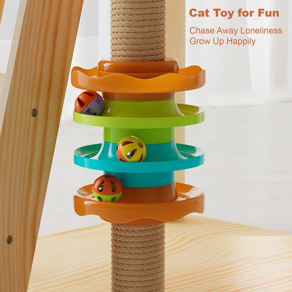 Modern Cat Tower with Scratching Posts, Perch & Acrylic Hammock for Cats