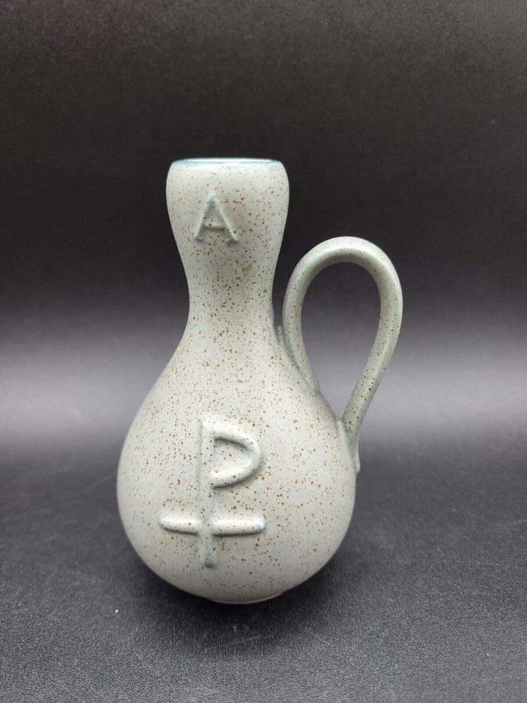 Small Religious bud vase With Handle