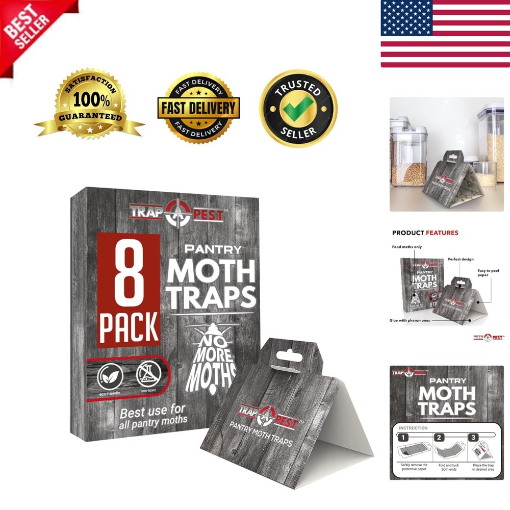 Pheromone Pantry Moth Traps - 8-Pack Classic Design for Kitchen Protection
