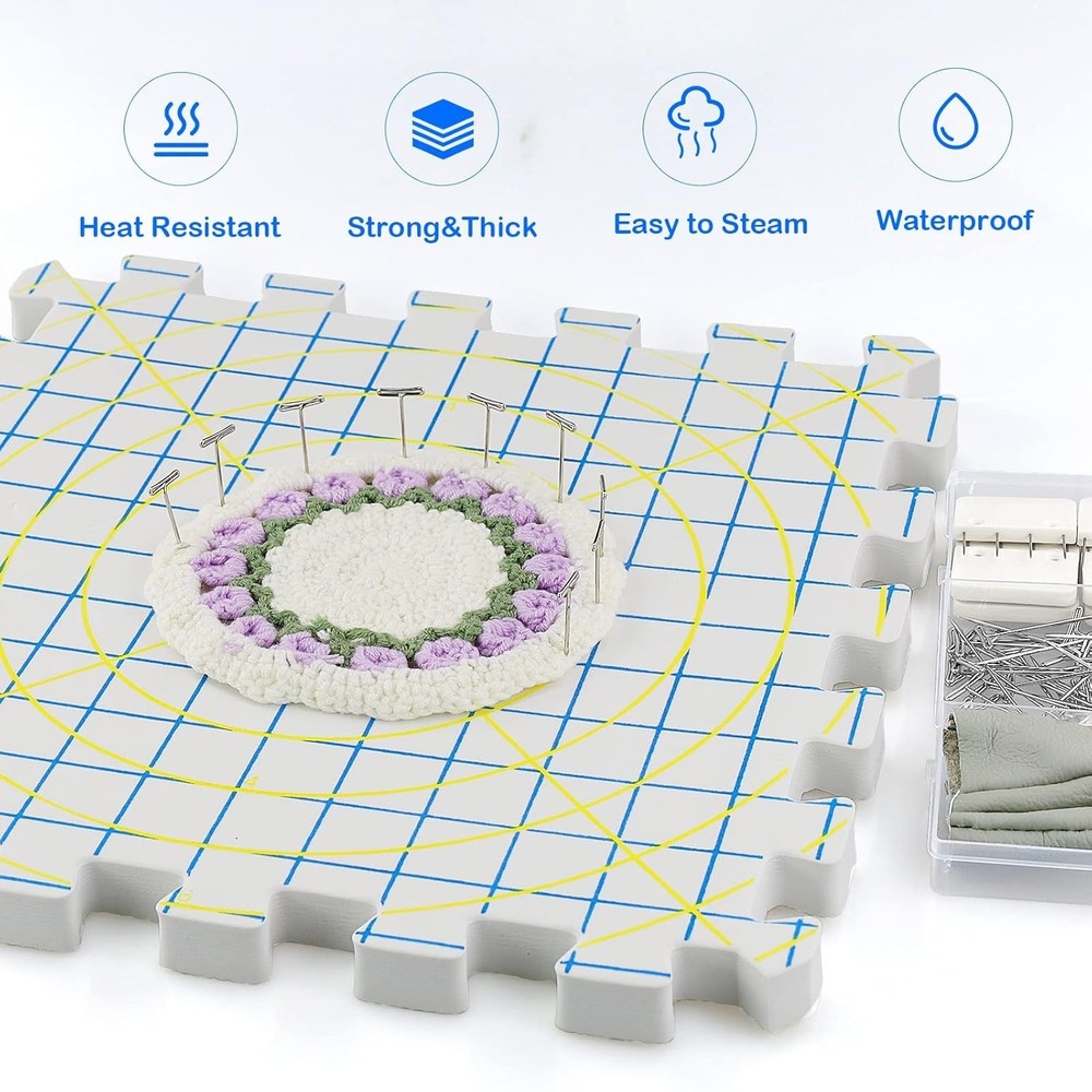 Blocking Mats for Knitting - Extra Thick Blocking Boards with Grids with 22PC...