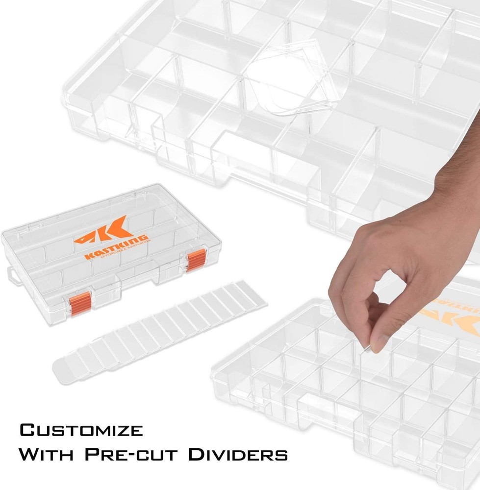 Durable 2 Pack Plastic Tackle Boxes with 18 Adjustable Compartments - Waterproof