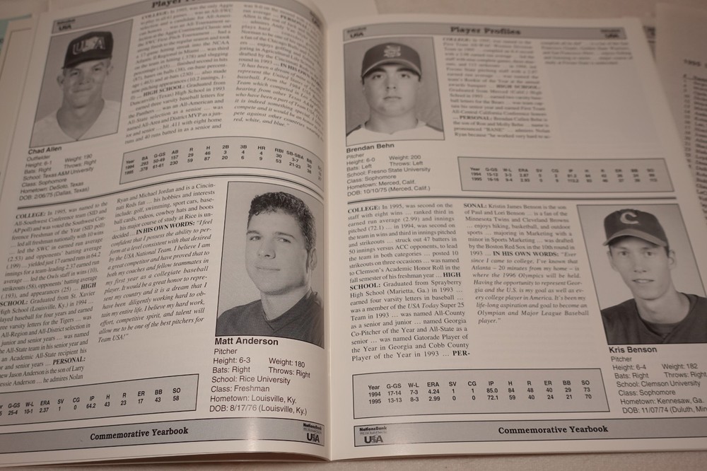 1995 USA Baseball Team Tour Program Brochure Folder Original Papers Lot