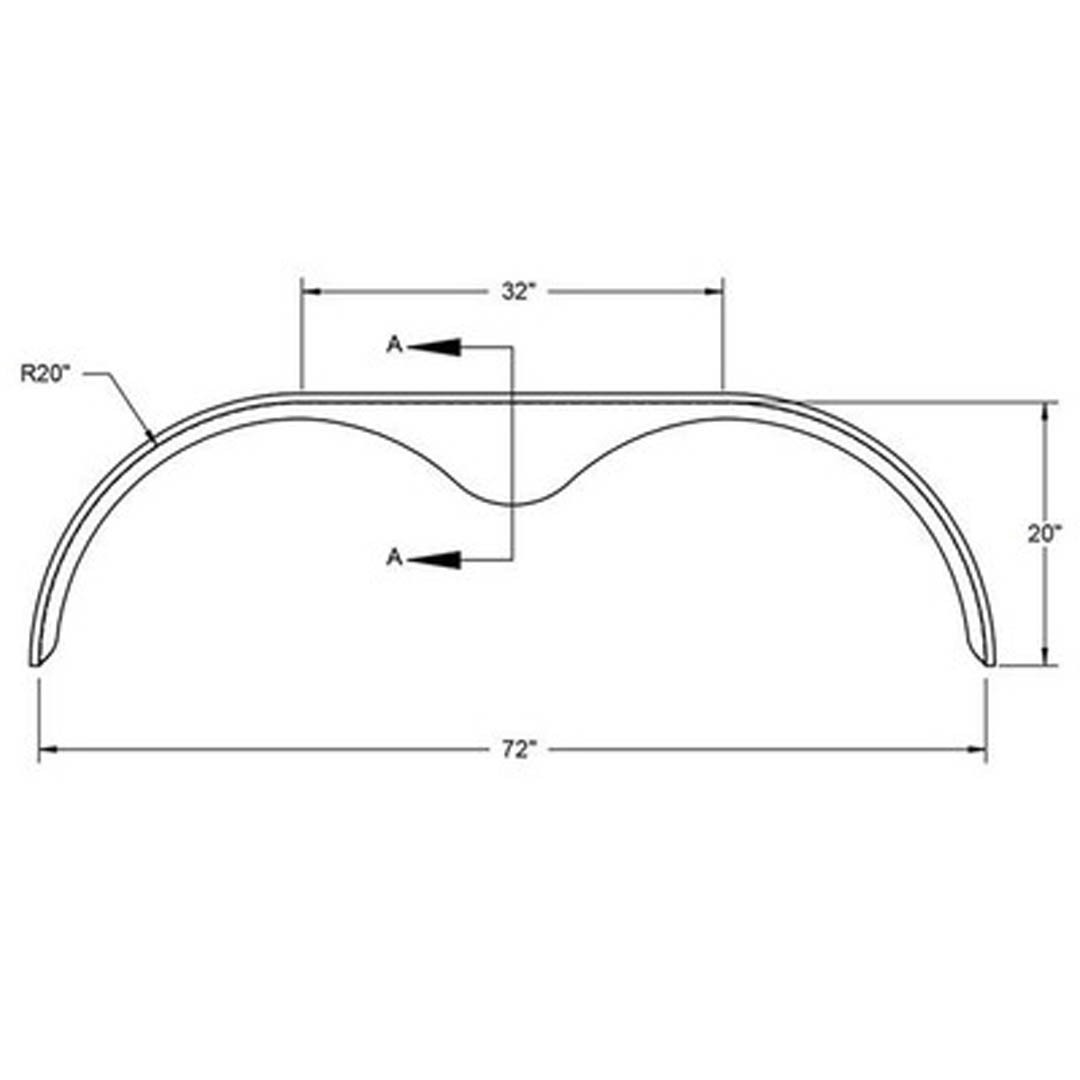 2 Pack - 72x4 Smooth Aluminum Tandem Axle Teardrop Fender Flares