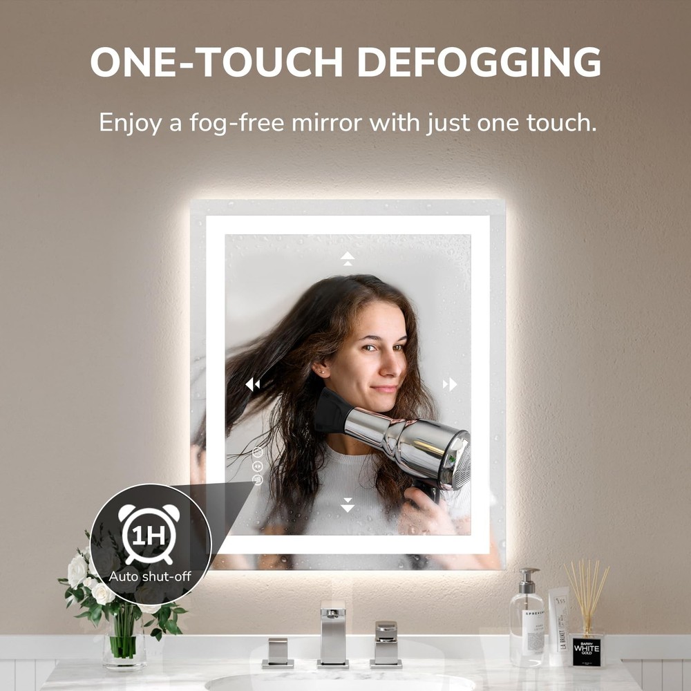 32x24'' LED Bathroom Mirror Dimmable Lighted Vanity Mirror Horizontal & vertical