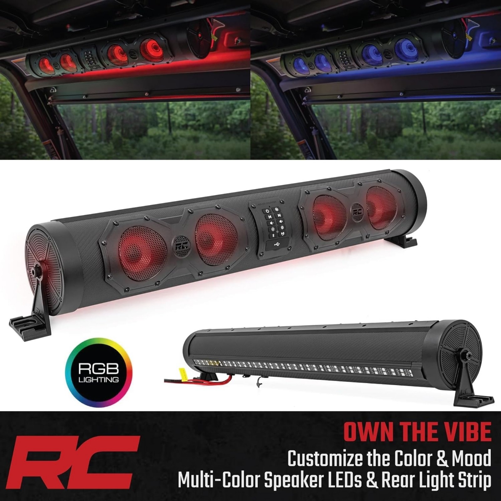 Rough Country RESON8 UTV ATV Bluetooth Multi-Color LED Soundbar Universal