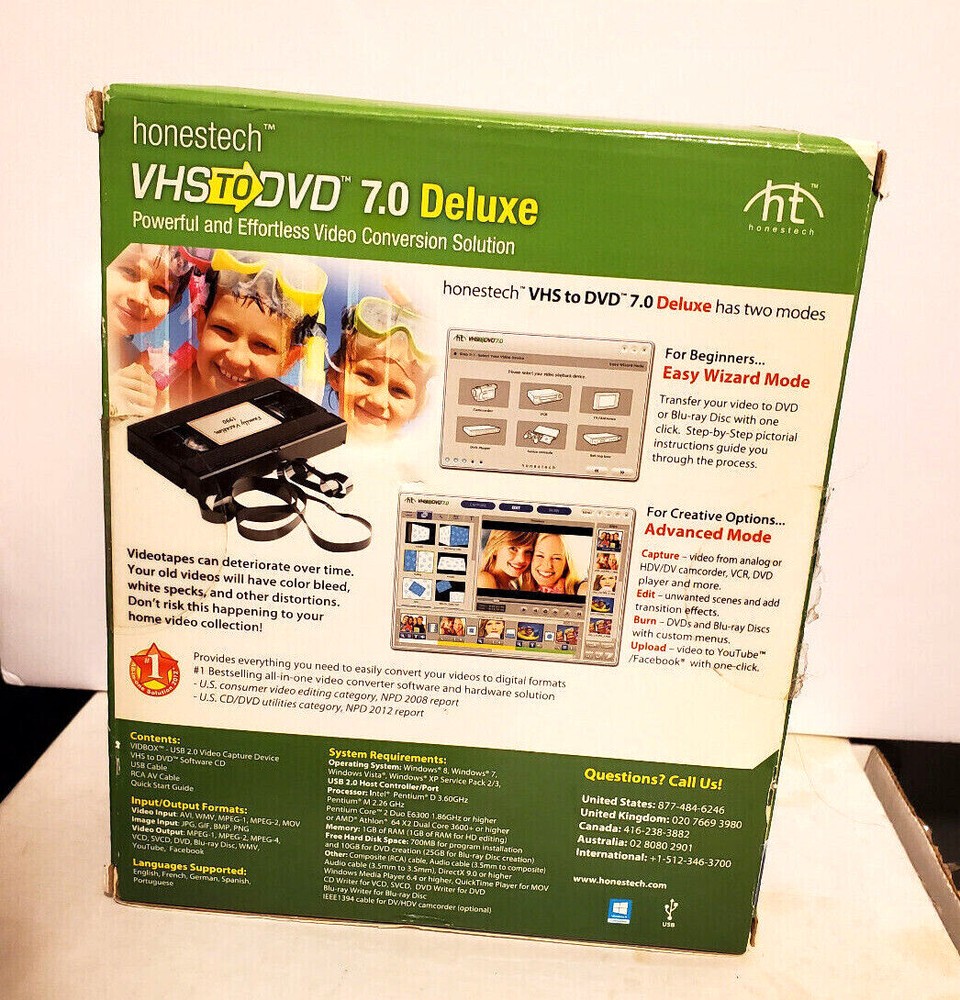 Honestech VHS to DVD/BLU-RAY 7.0 Deluxe Video Conversion Solution USB Windows