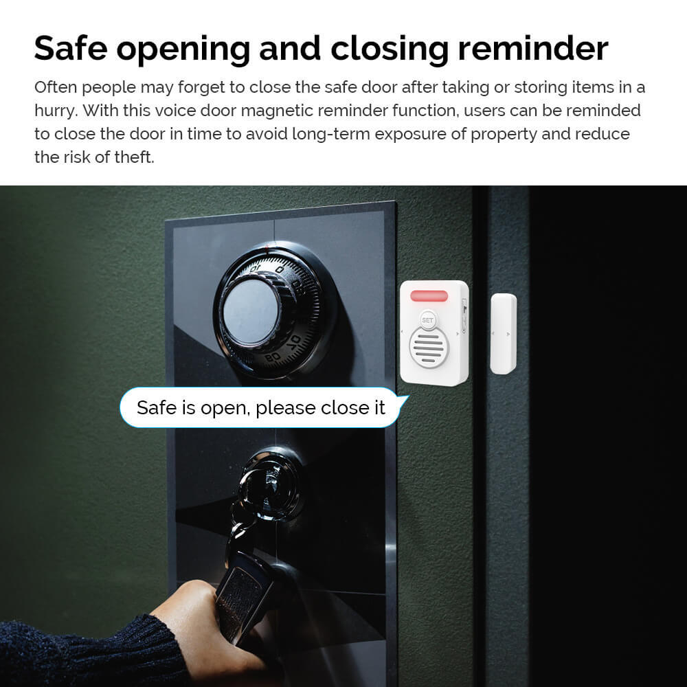 Wireless Door Alarm When Opened Voice Alert Magnetic Sensor Adjustable Volume ×7