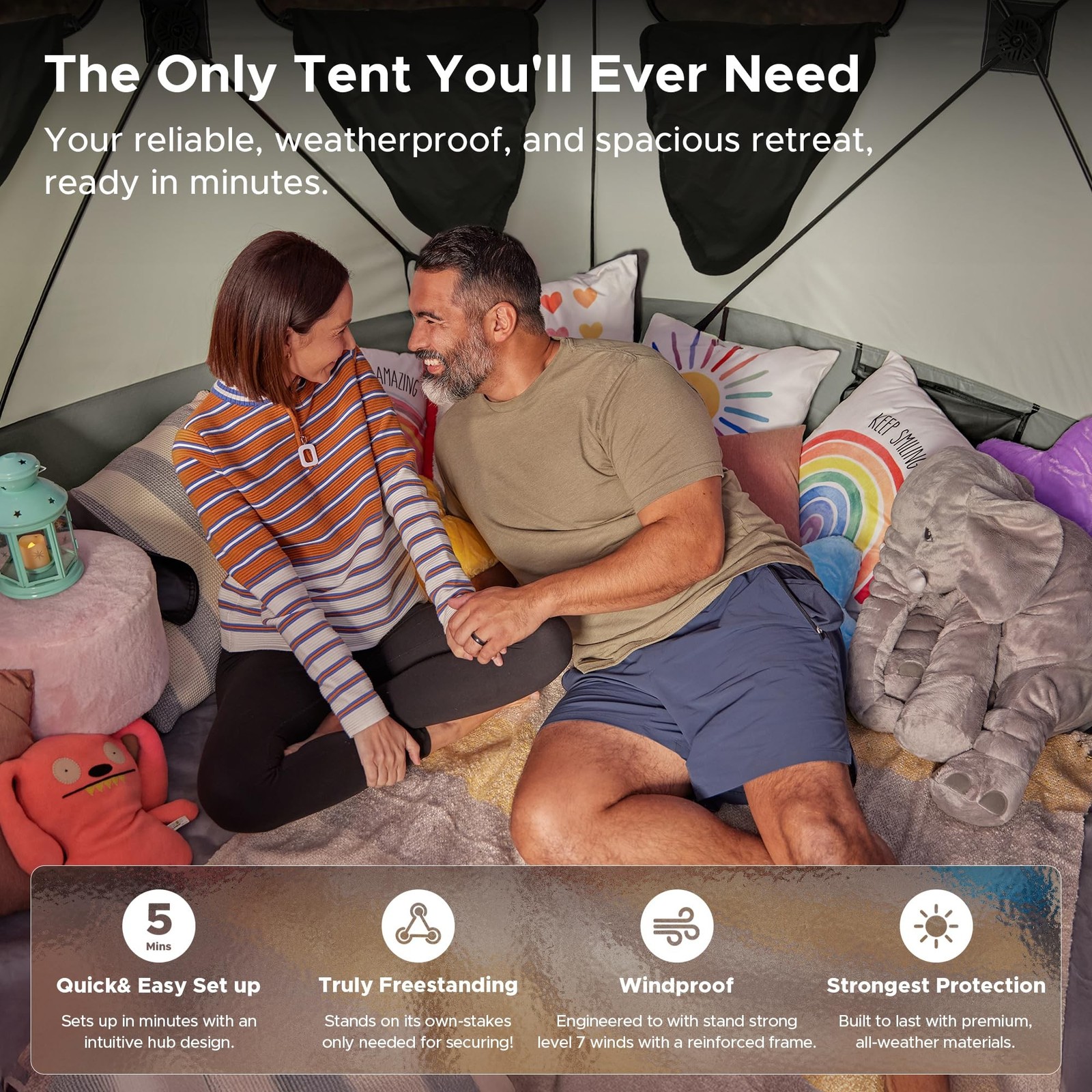 Space Acacia Lite Camping Tent | 2/3/4/8 Person Pop Up Tents for Camping | Li...