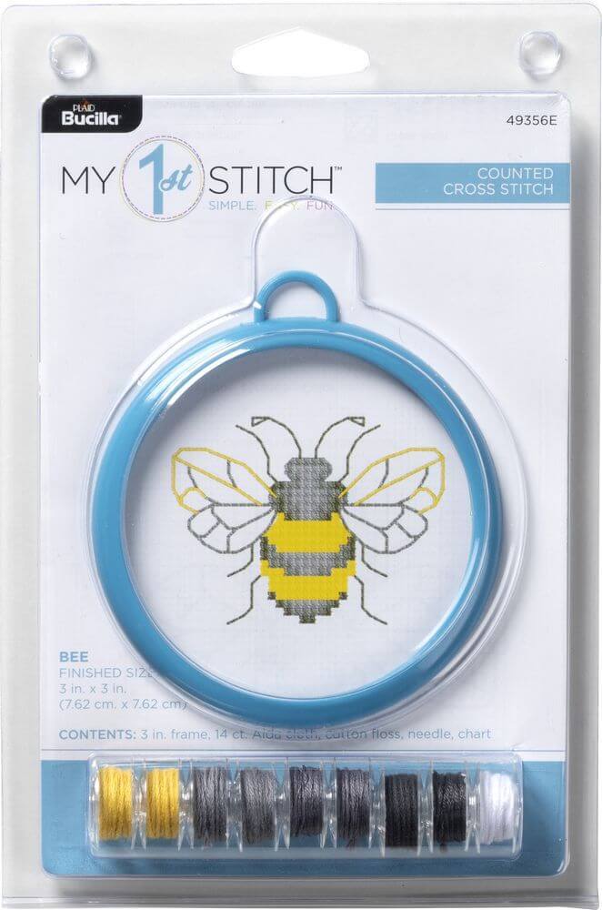 Bucilla/My 1st Stitch Mini Counted Cross Stitch Kit 3" Frame-Bee (14 Count)