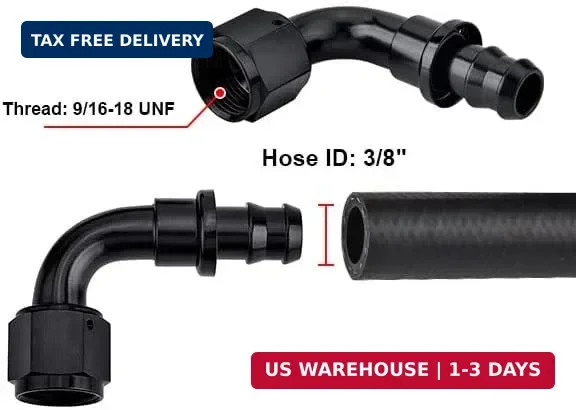 EVIL ENERGY 6AN 90 Degree Push Lock Hose Fitting End Black 2PCS