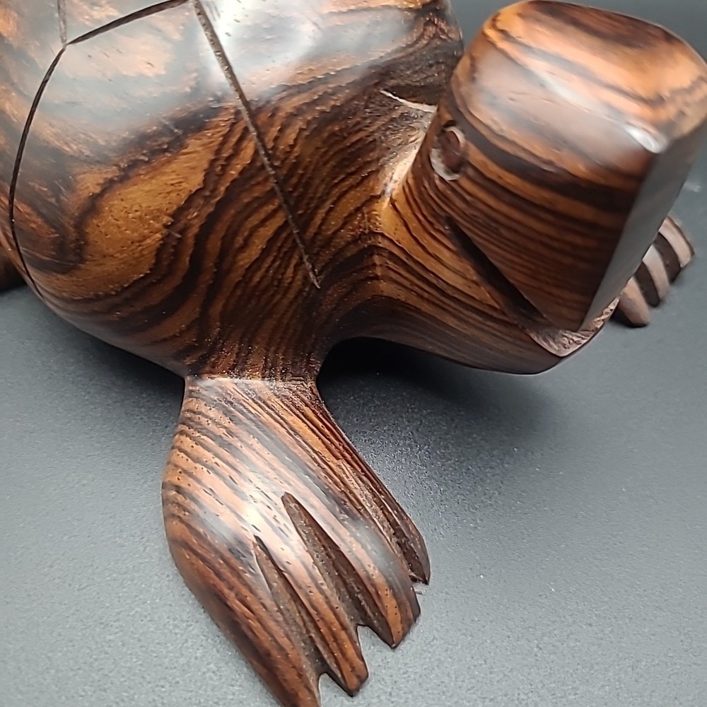 Hand Carved Dark Wood Turtle