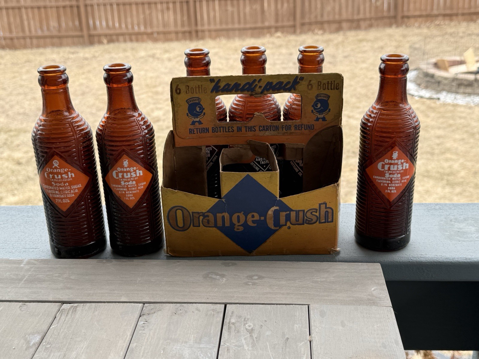 Rare 1940’s Orange Crush Cardboard 6 Pack Handi-Pack W/ Bottles Clinton Iowa