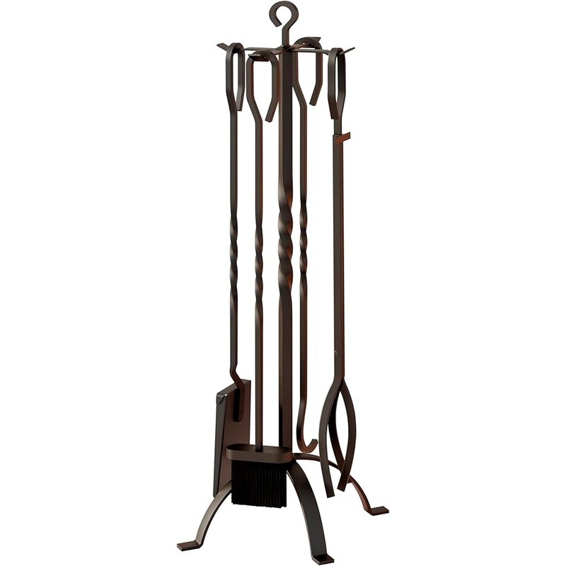 Ergonomic Fireplace Tools Set Cast Iron Fire Pit Accessories Durable 5 Piece New