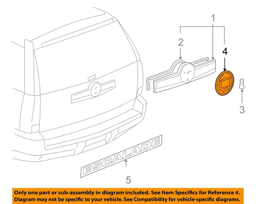2007-2014 ESCALADE REAR LIFTGATE (TAILGATE) EMBLEM (CREST) NEW GM # 22984656