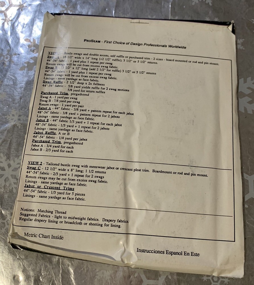 ❤️ProSeam 116 Bustle, Swags Double Ascots, Sewing Pattern