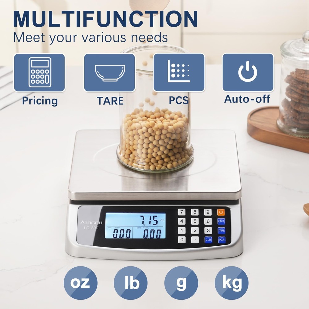 66lb Food Scale, Commercial Kitchen Scale with Price Computing, Plug-in Usabl...