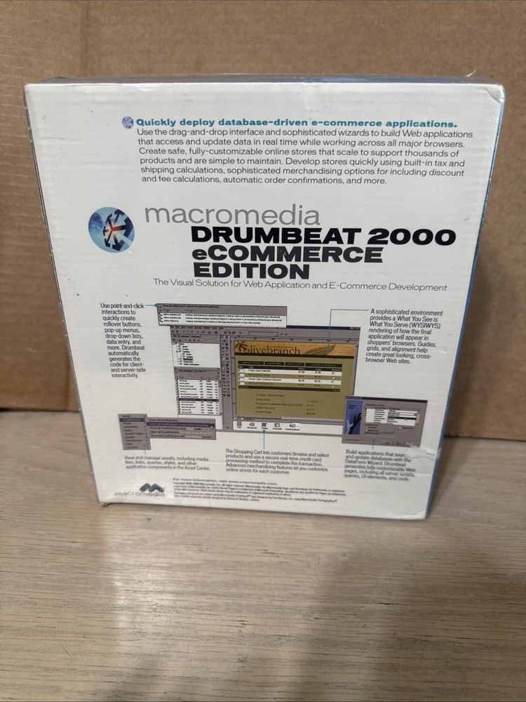 Macromedia Drumbeat 2000 e-Commerce Edition Sealed Education Version
