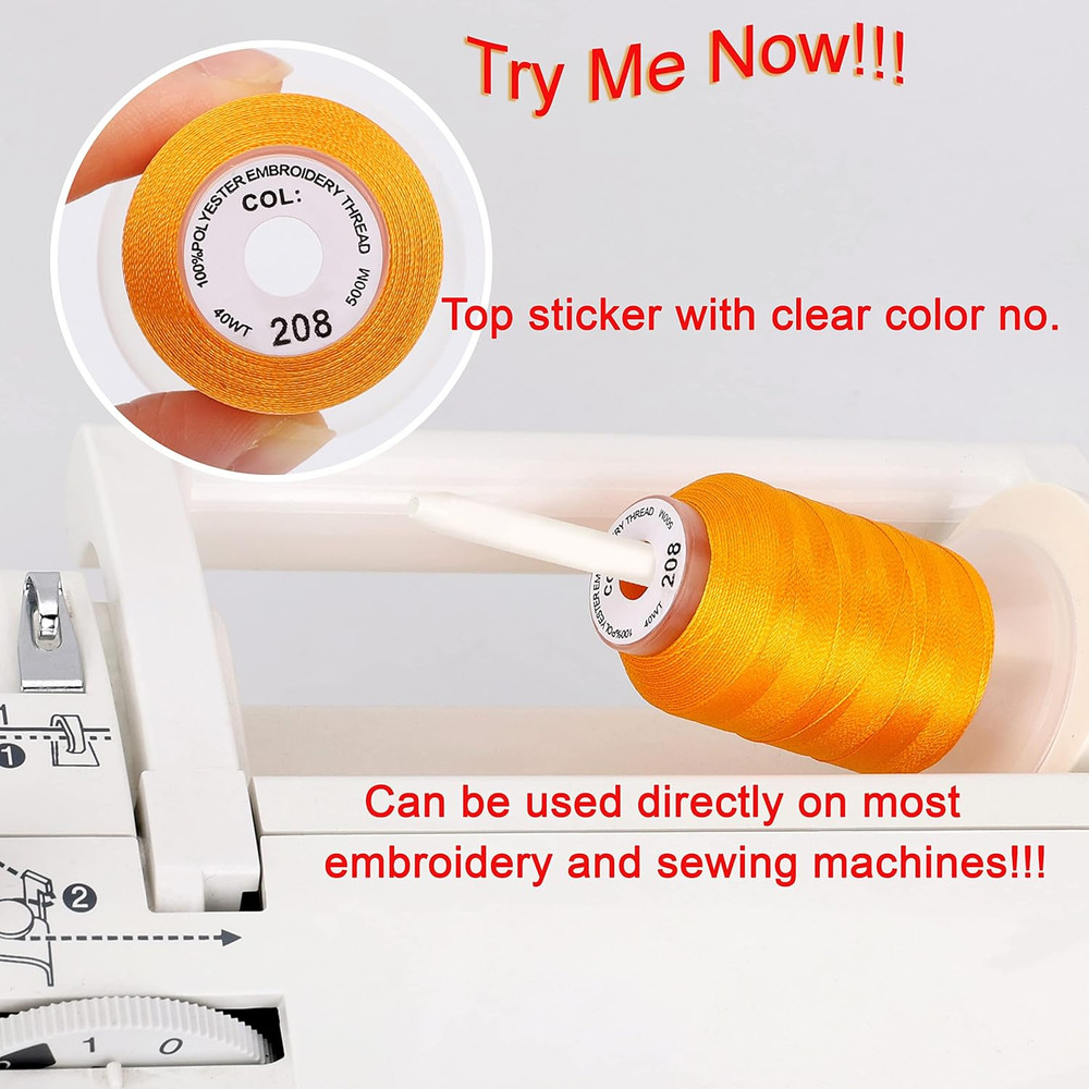 63 Spools Polyester Machine Embroidery Thread Kit 500M Colors Compatible with Br