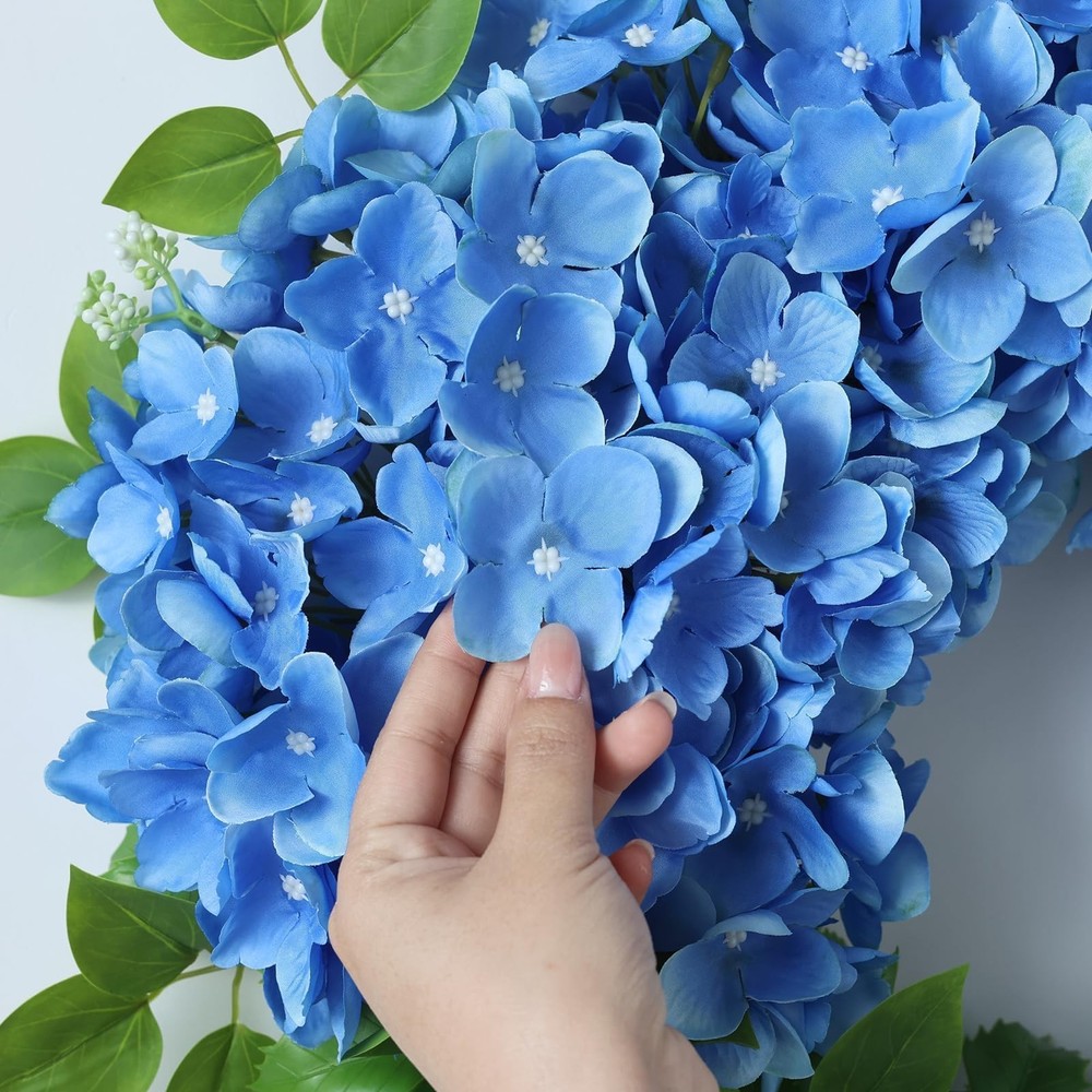 Artificial Hydrangea Wreath for Front Door Outside - Fake Hydrangea Real Touc...