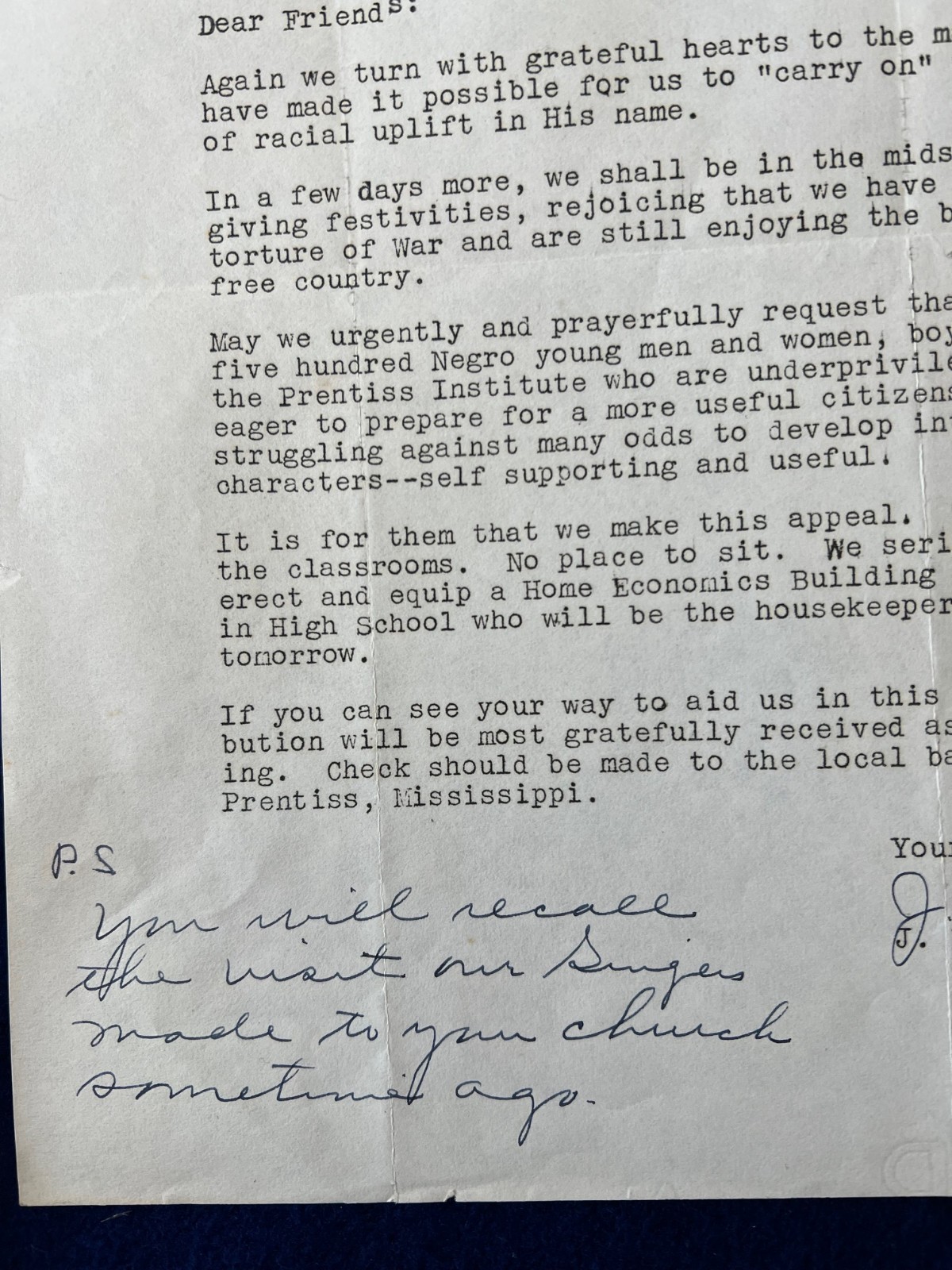 1941 African American Colored School Letter George Washington Carver Tuskegee