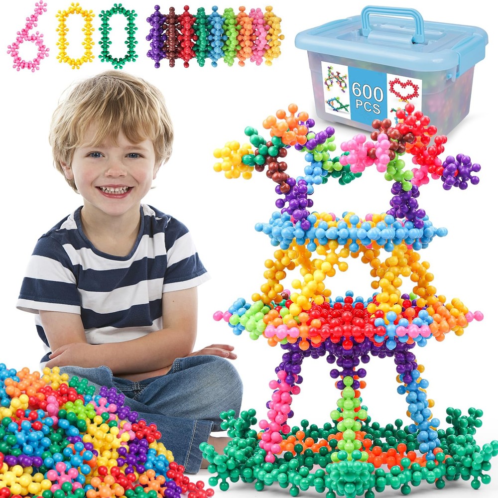 600 PCS Building Blocks Connect Toys,Interlocking Solid Plastic Educational T...