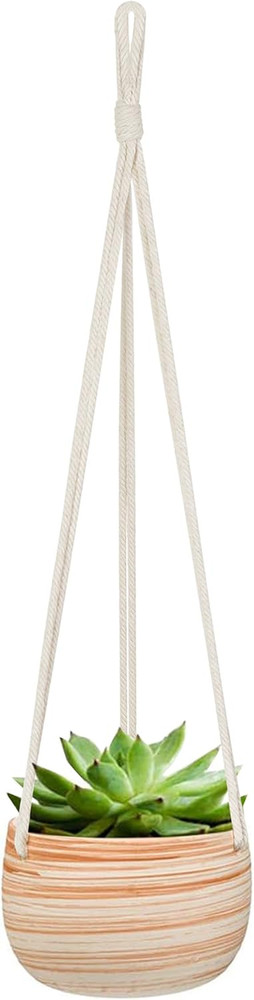 Ceramic Hanging Planter Macrame Plant Holder 5 Inch Cute Succulent Cactus Pot wi