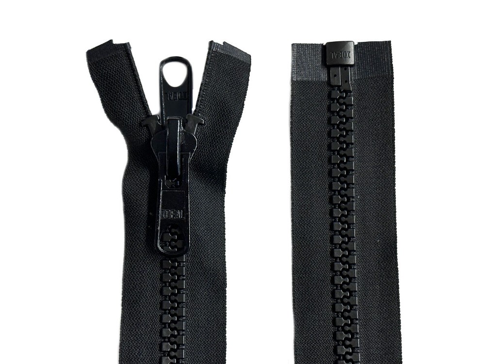 IDEAL #10 4" - 36" Plastic Marine Zippers Separating Double Long Pull-Tab Black