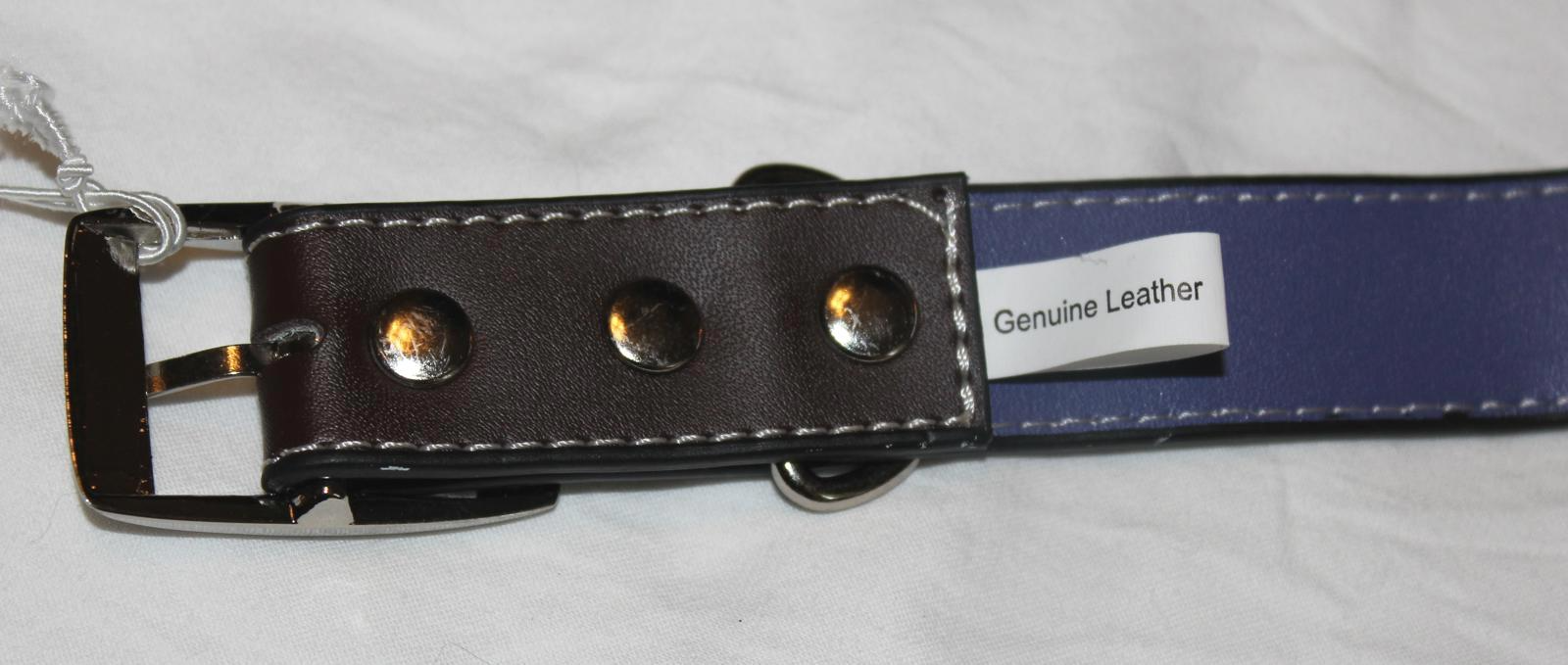 RAGAZZI LIFE CHIC LEATHER LEASH 6ft x 1" BROWN PURPLE + 22" COLLAR GENUIN LEATHR