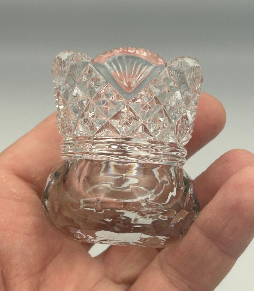 Pressed Cut Glass Pineapple 2.25" Toothpick Holder