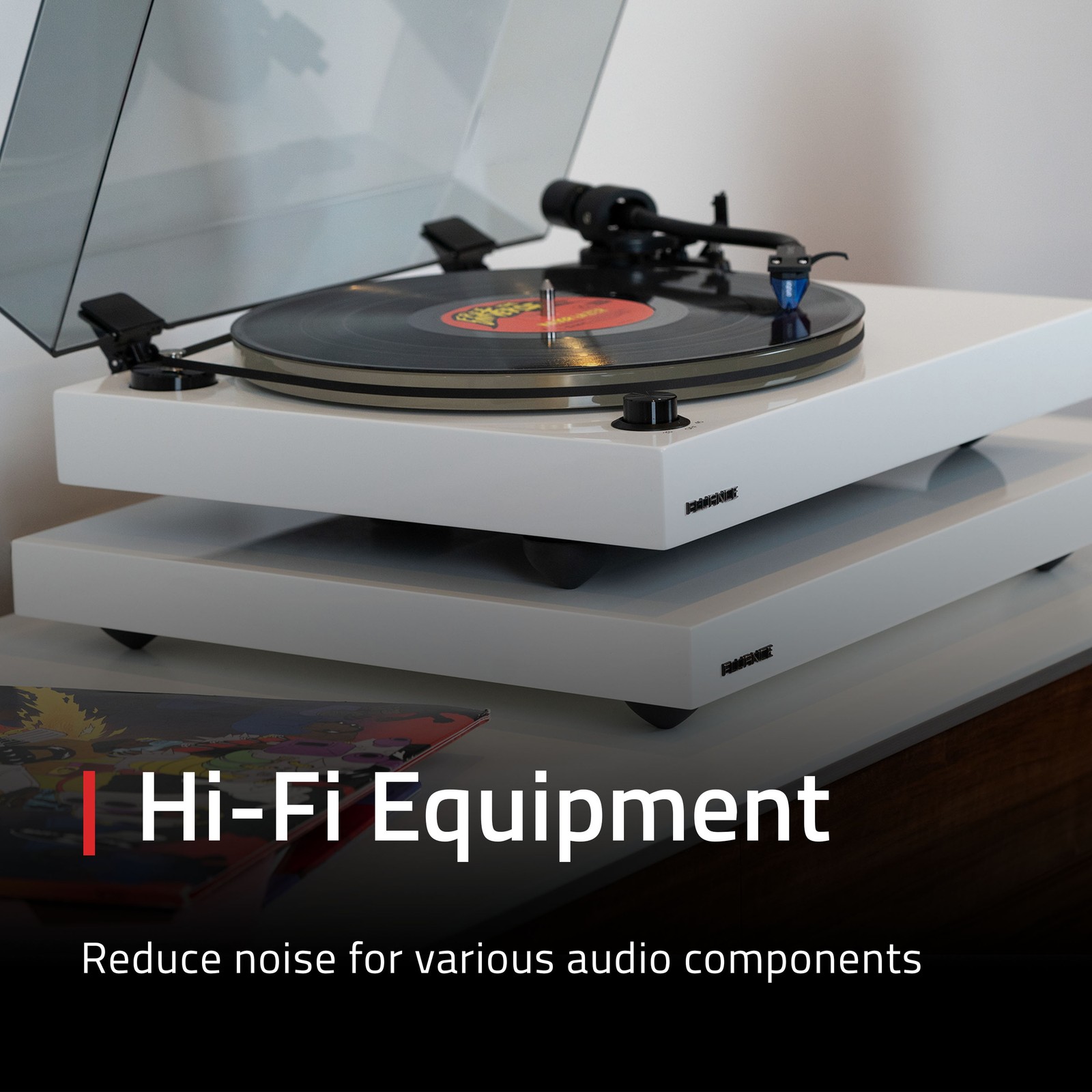 Fluance IB40 Turntable Isolation Base Anti-Vibration Wood Platform, Bubble Level