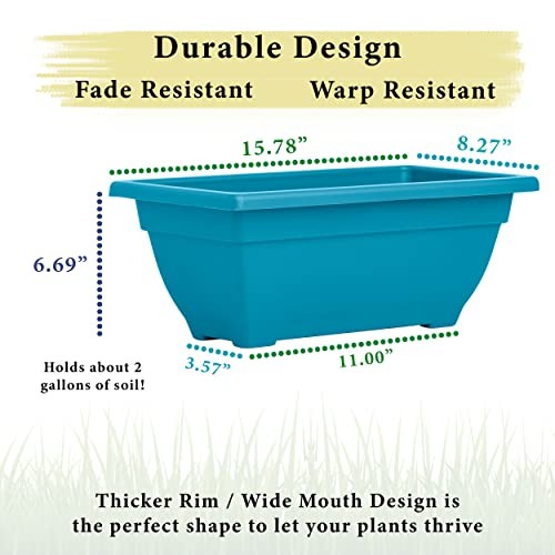 Rectangle Planter Box Indoor/Outdoor Rectangular 16 Inch Bora Bora Blue