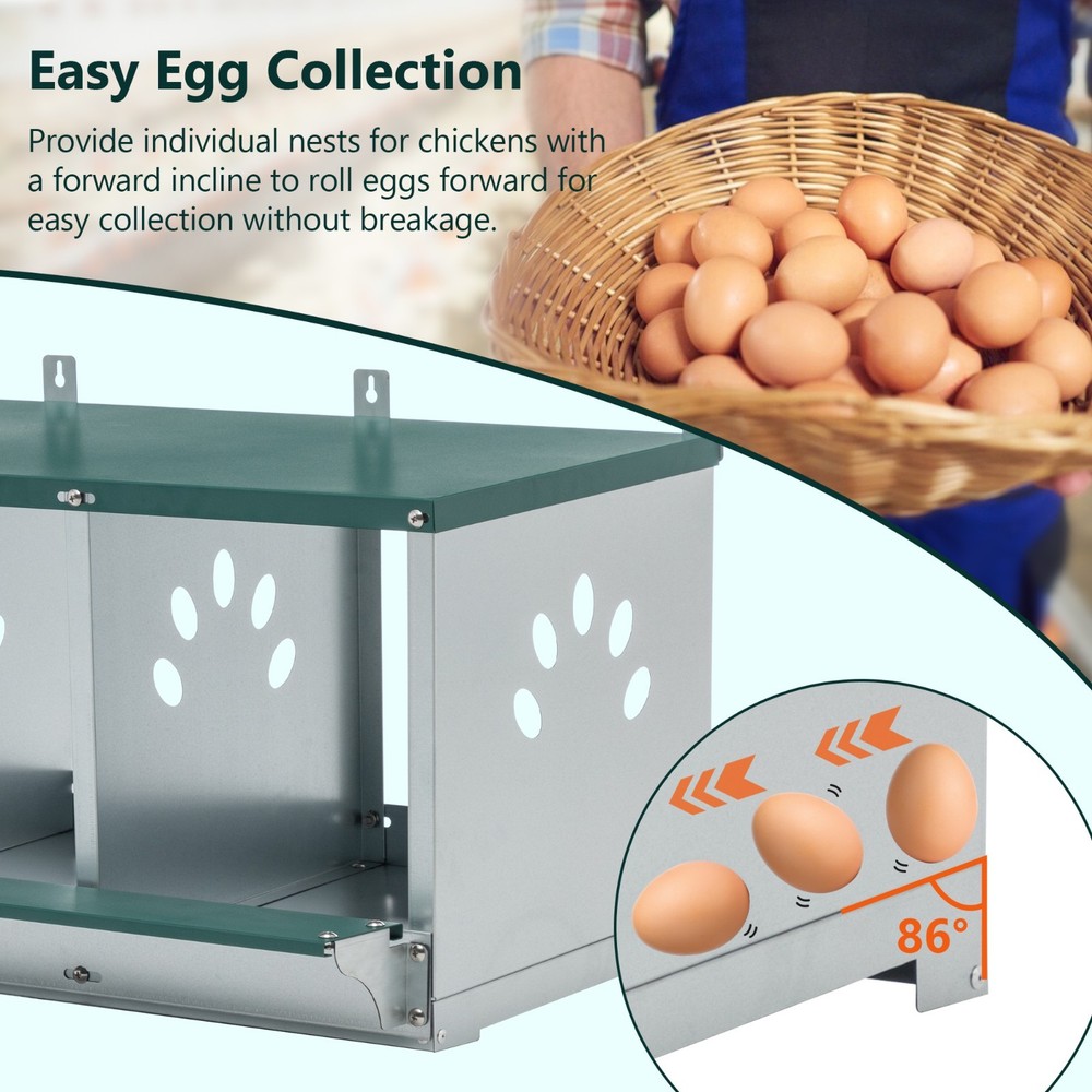 3 Chicken Nesting Boxes for Laying Eggs Galvanized Steel Hen Nesting Box