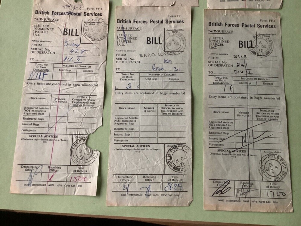British Forces Postal service Bill 6 items Ref A1692