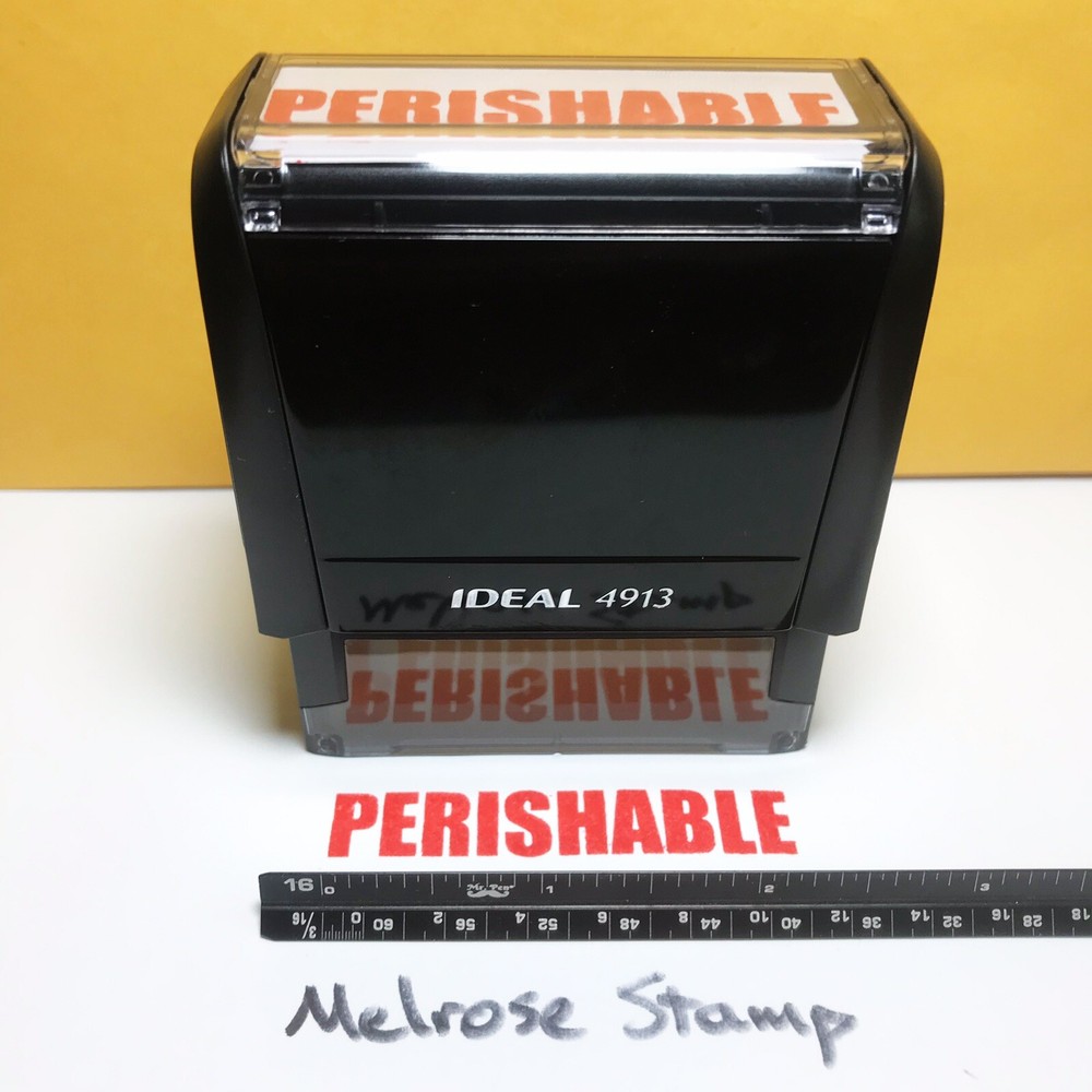 Perishable Rubber Stamp Red Ink Self Inking Ideal 4913