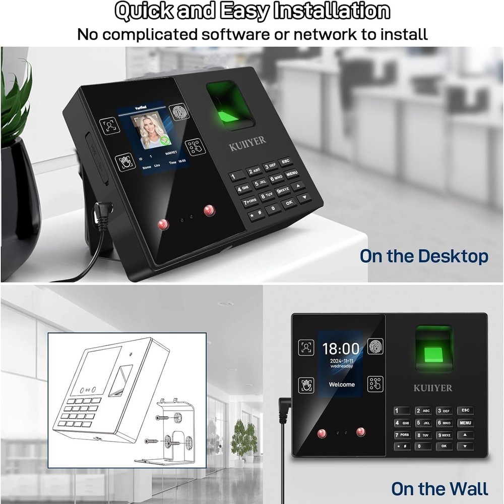 High Efficiency Biometric Attendance Clock - Face & Fingerprint Recognition