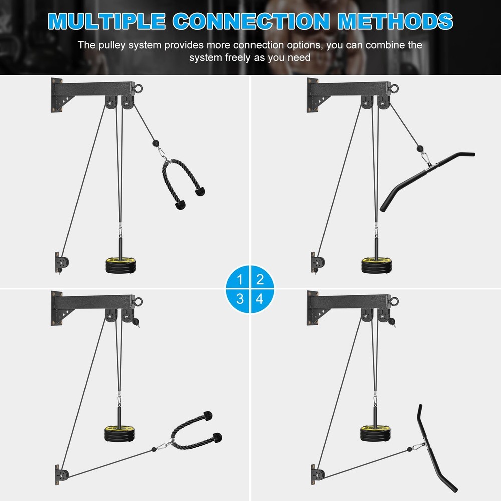 Wall Mounted Pulley System, Low Cable Machine Pulley System for LAT Pulldown,...