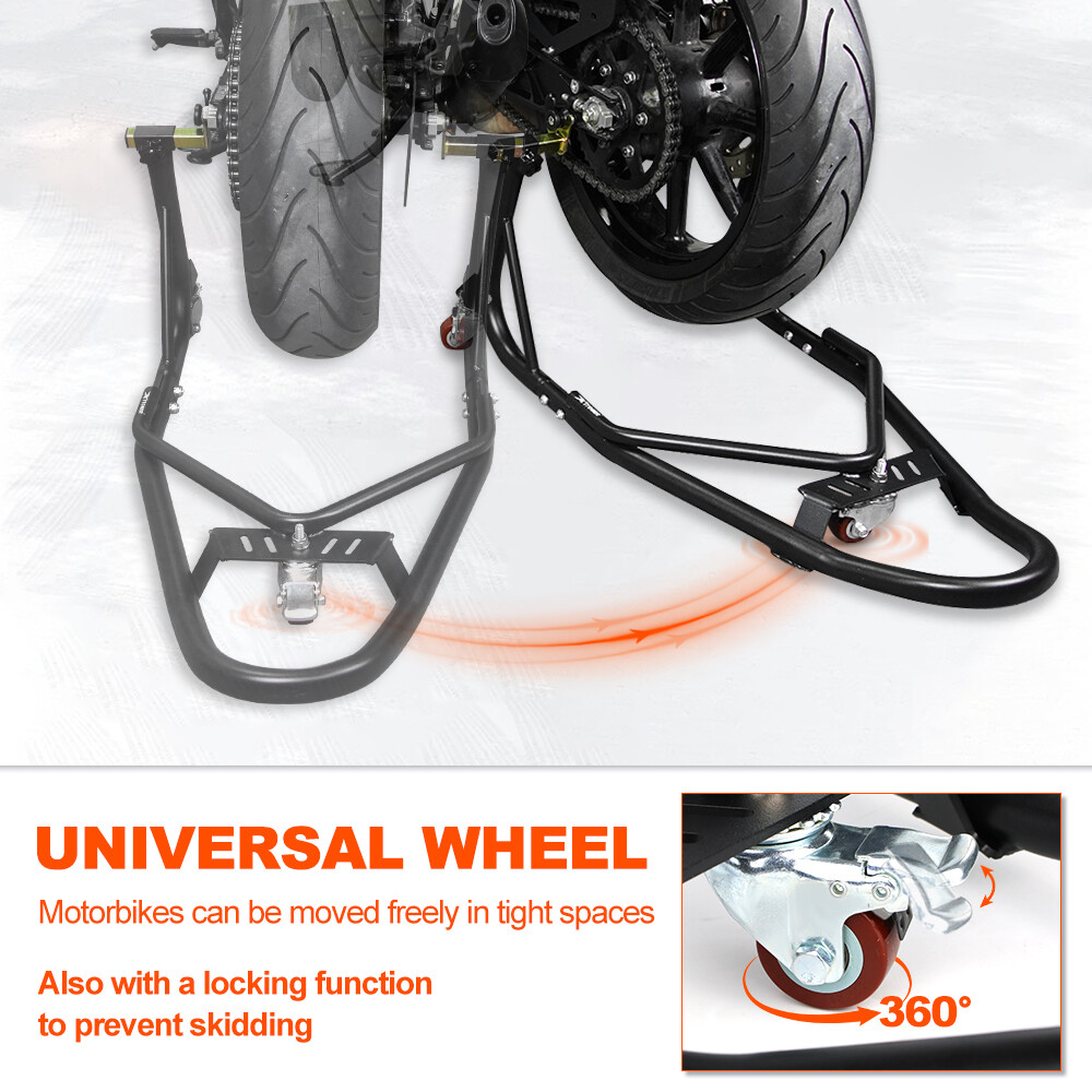 Steel Motorcycle Rear Wheel Mobile Lift Frame Bracket Stand Universal Black