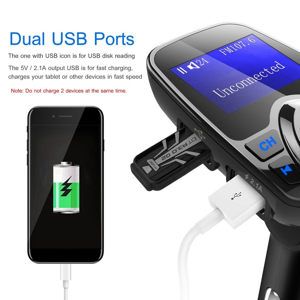 Auto Hands Free Wireless Car AUX Audio Receiver FM Adapter USB Charger