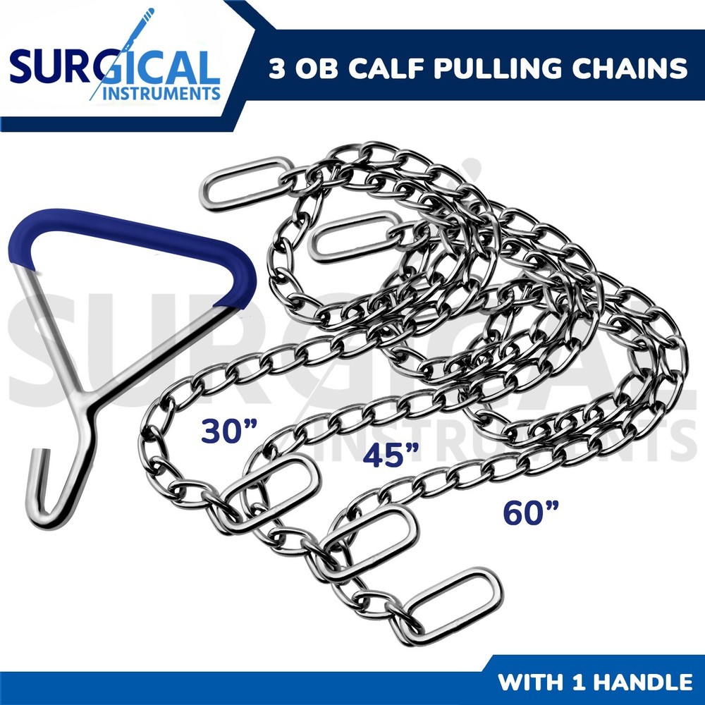 Durable OB Apparatus Leg Catch Set 1 Handle Puller Hook & 3 Chain 30" 45" & 60"