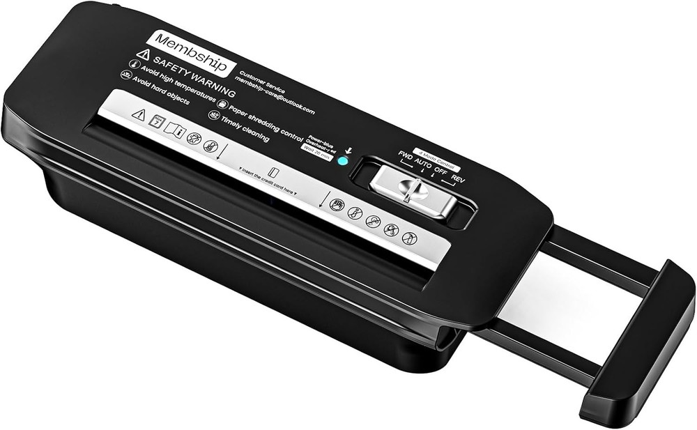 Effortless 7-Sheet Mini Paper Shredder with Extendable Arm and Jam Proof Feature